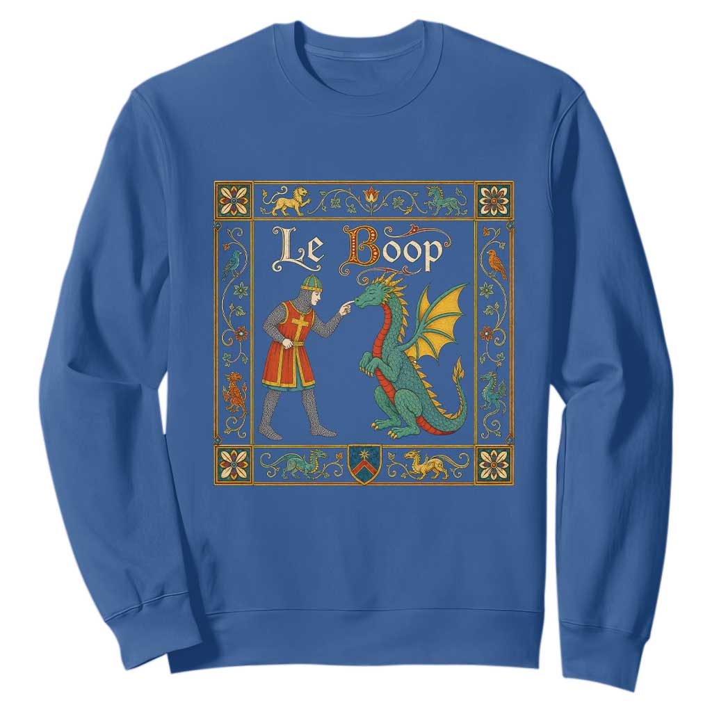 Le Boop Medieval Knight Dragon Fantasy Book Lover Humor Sweatshirt TS14 Royal Blue Print Your Wear