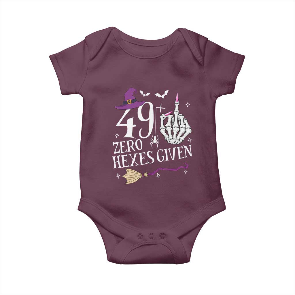 50th Birthday Halloween Baby Onesie 49 Plus Middle Finger Zero Hexes Given Gift For Women TS14 Maroon Print Your Wear