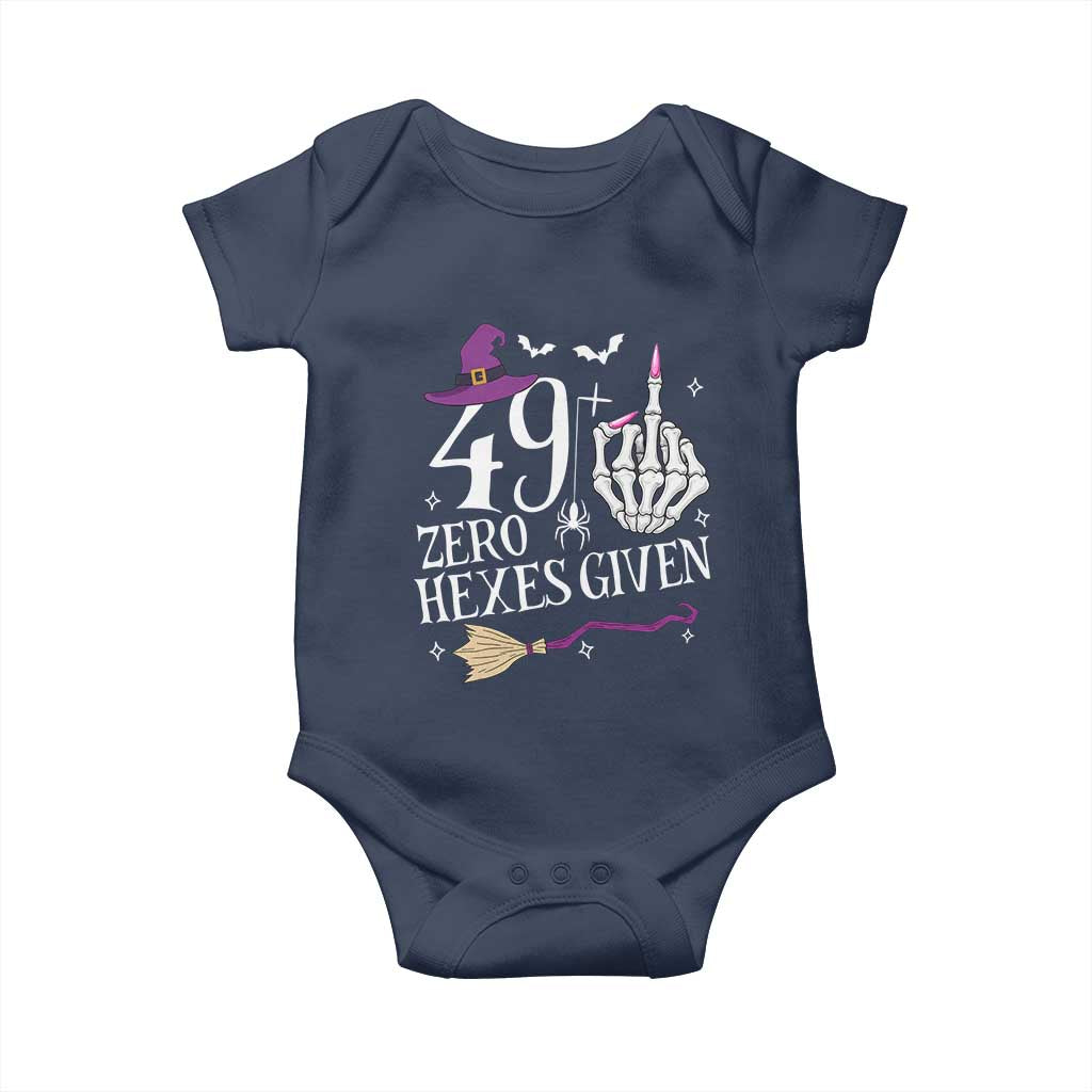 50th Birthday Halloween Baby Onesie 49 Plus Middle Finger Zero Hexes Given Gift For Women TS14 Navy Print Your Wear
