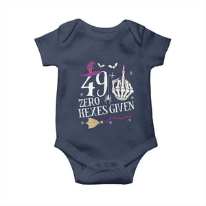 50th Birthday Halloween Baby Onesie 49 Plus Middle Finger Zero Hexes Given Gift For Women TS14 Navy Print Your Wear