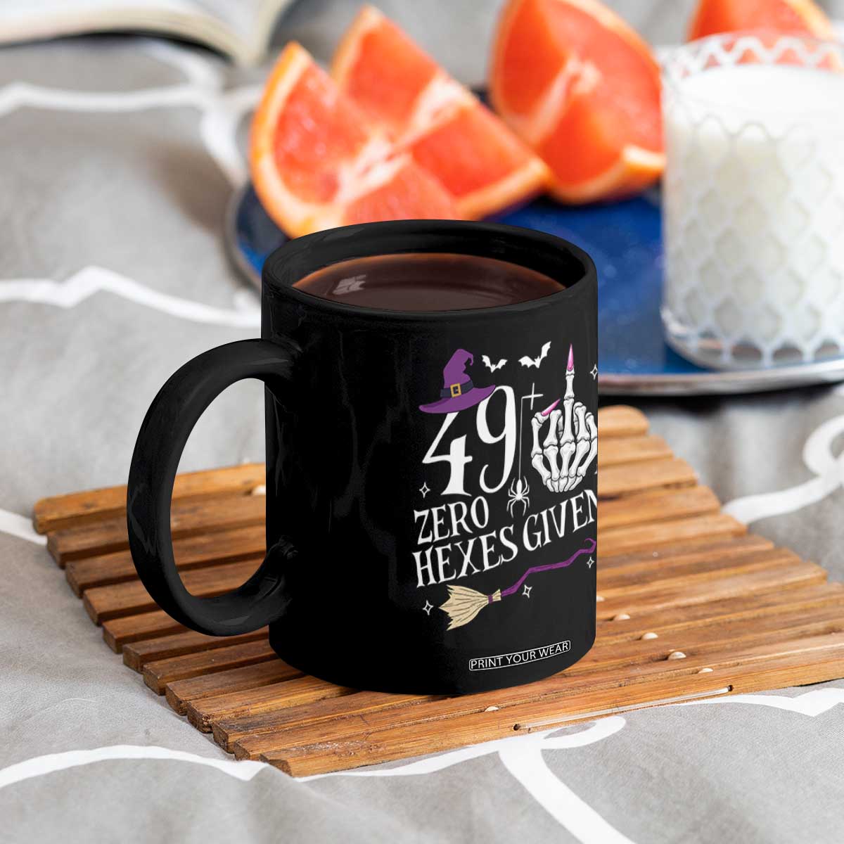 50th Birthday Halloween Coffee Mug 49 Plus Middle Finger Zero Hexes Given Gift For Women TS14 Print Your Wear