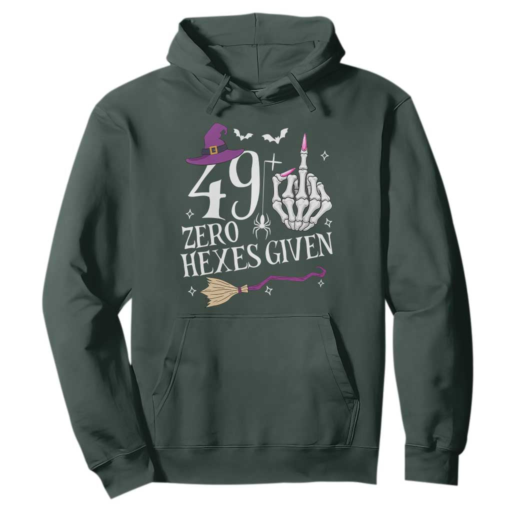50th Birthday Halloween Hoodie 49 Plus Middle Finger Zero Hexes Given Gift For Women TS14 Dark Forest Green Print Your Wear