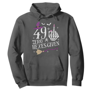50th Birthday Halloween Hoodie 49 Plus Middle Finger Zero Hexes Given Gift For Women TS14 Dark Heather Print Your Wear