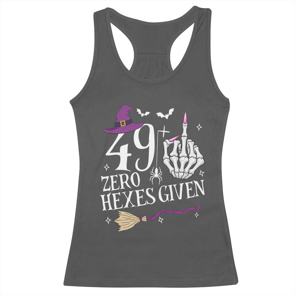 50th Birthday Halloween Racerback Tank Top 49 Plus Middle Finger Zero Hexes Given Gift For Women TS14 Dark Heather Print Your Wear