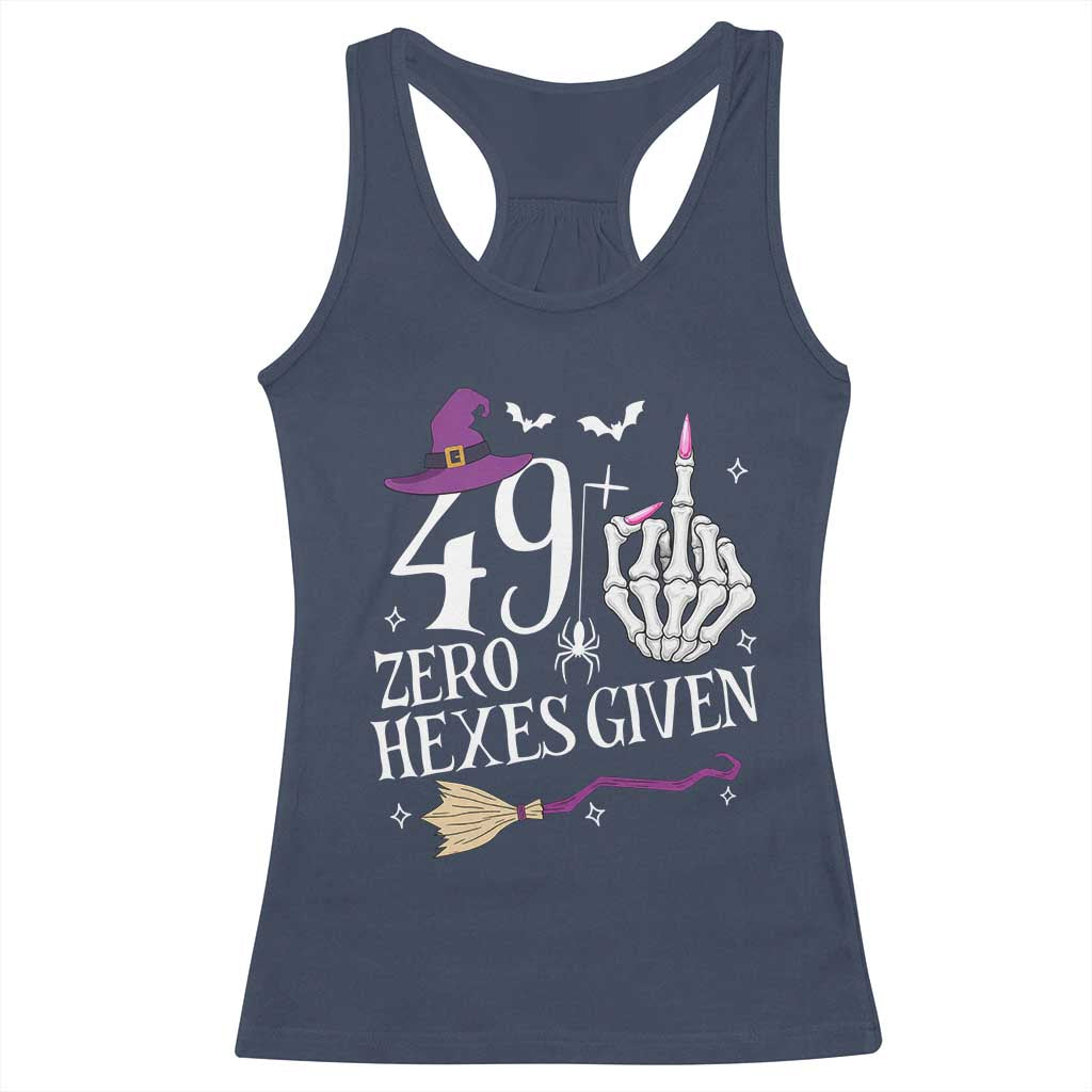 50th Birthday Halloween Racerback Tank Top 49 Plus Middle Finger Zero Hexes Given Gift For Women TS14 Navy Print Your Wear