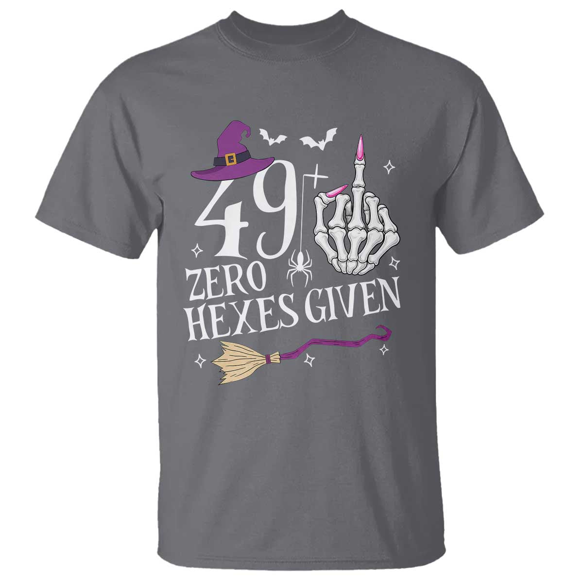 50th Birthday Halloween T Shirt 49 Plus Middle Finger Zero Hexes Given Gift For Women TS14 Charcoal Print Your Wear