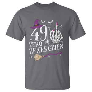 50th Birthday Halloween T Shirt 49 Plus Middle Finger Zero Hexes Given Gift For Women TS14 Charcoal Print Your Wear