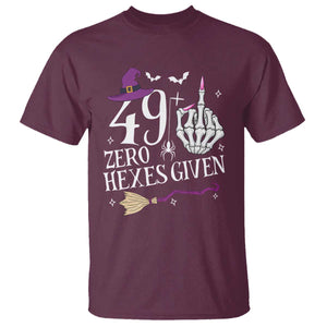 50th Birthday Halloween T Shirt 49 Plus Middle Finger Zero Hexes Given Gift For Women TS14 Maroon Print Your Wear