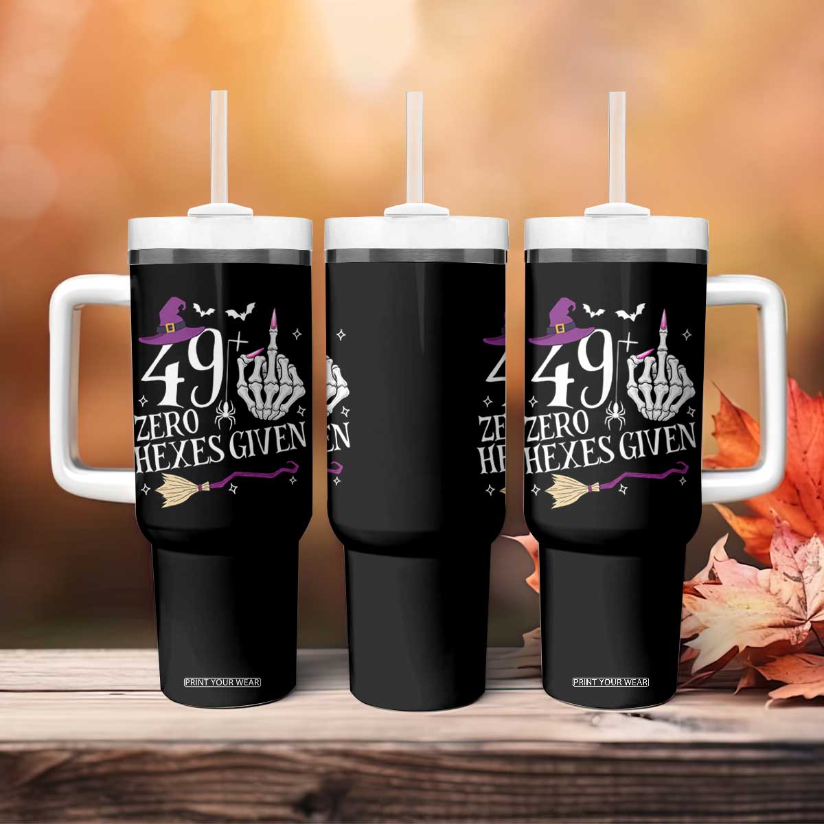 50th Birthday Halloween Tumbler With Handle 49 Plus Middle Finger Zero Hexes Given Gift For Women TS14 Print Your Wear