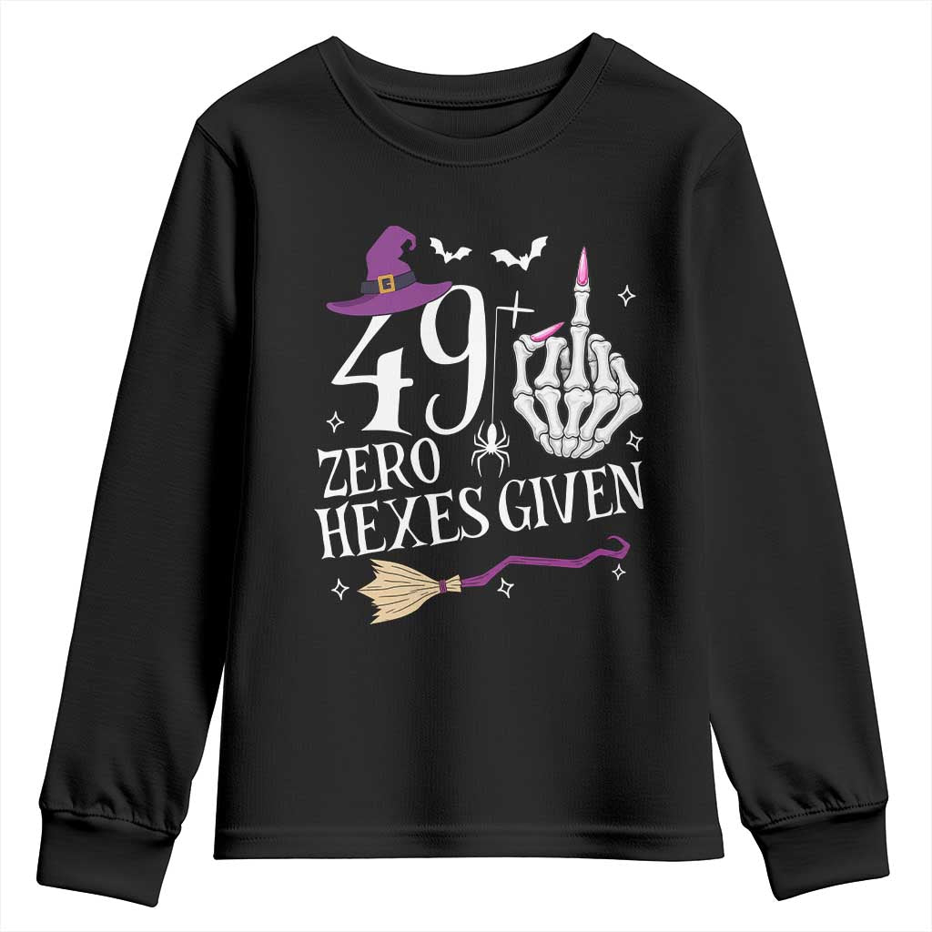 50th Birthday Halloween Youth Sweatshirt 49 Plus Middle Finger Zero Hexes Given Gift For Women TS14 Black Print Your Wear