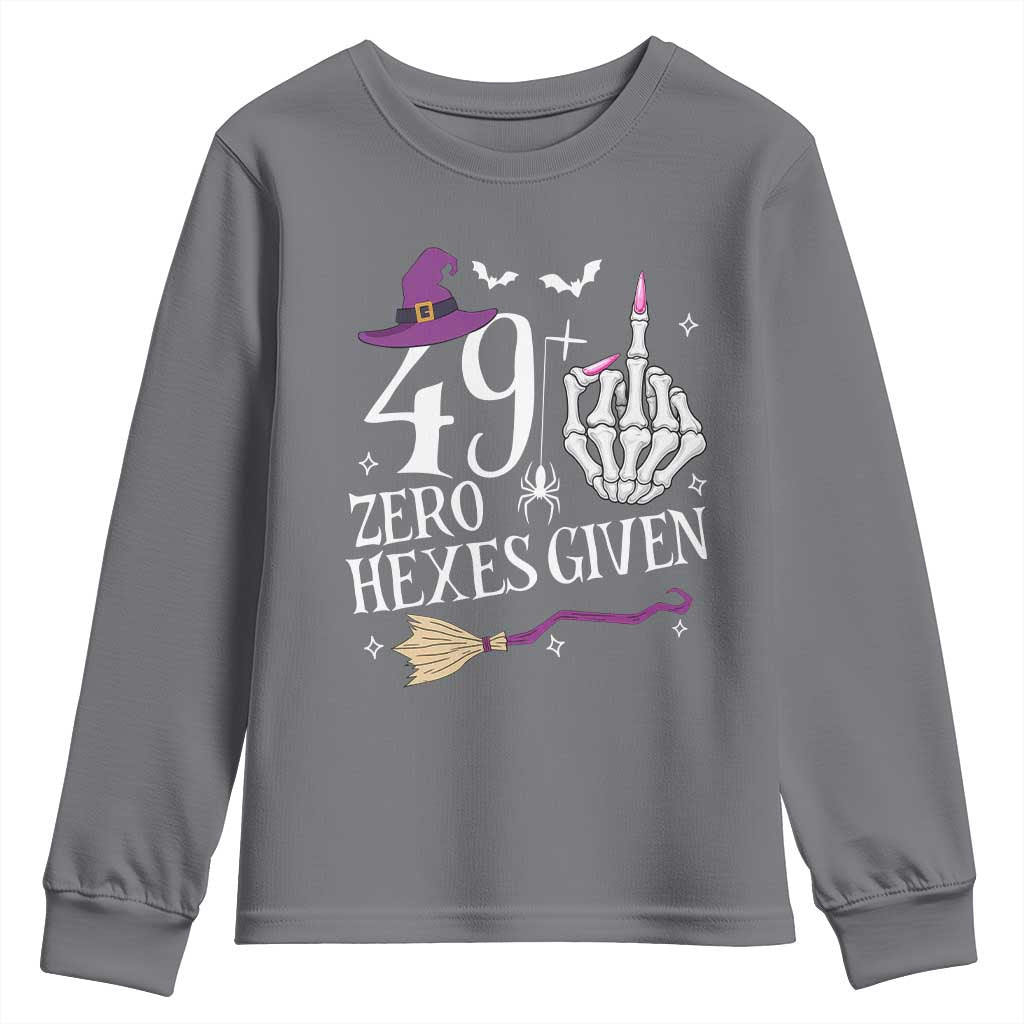 50th Birthday Halloween Youth Sweatshirt 49 Plus Middle Finger Zero Hexes Given Gift For Women TS14 Charcoal Print Your Wear
