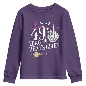 50th Birthday Halloween Youth Sweatshirt 49 Plus Middle Finger Zero Hexes Given Gift For Women TS14 Purple Print Your Wear