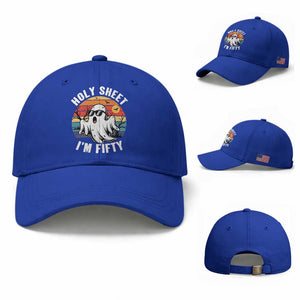 50th Birthday Halloween Ghost Baseball Cap Holy Sheet I'm Fifty TS14 Baseball Cap Universal Fit Royal Blue Print Your Wear