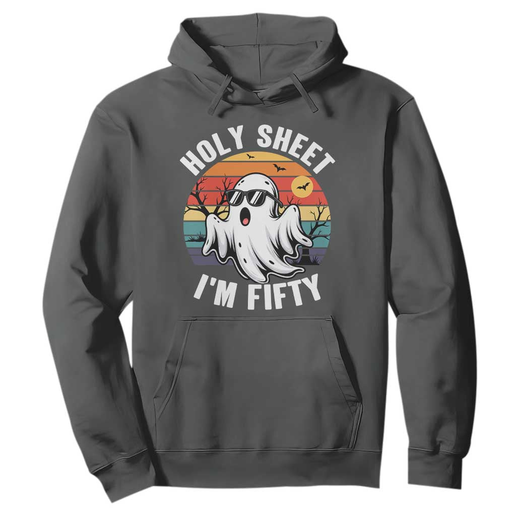 50th Birthday Halloween Ghost Hoodie Holy Sheet I'm Fifty TS14 Dark Heather Print Your Wear
