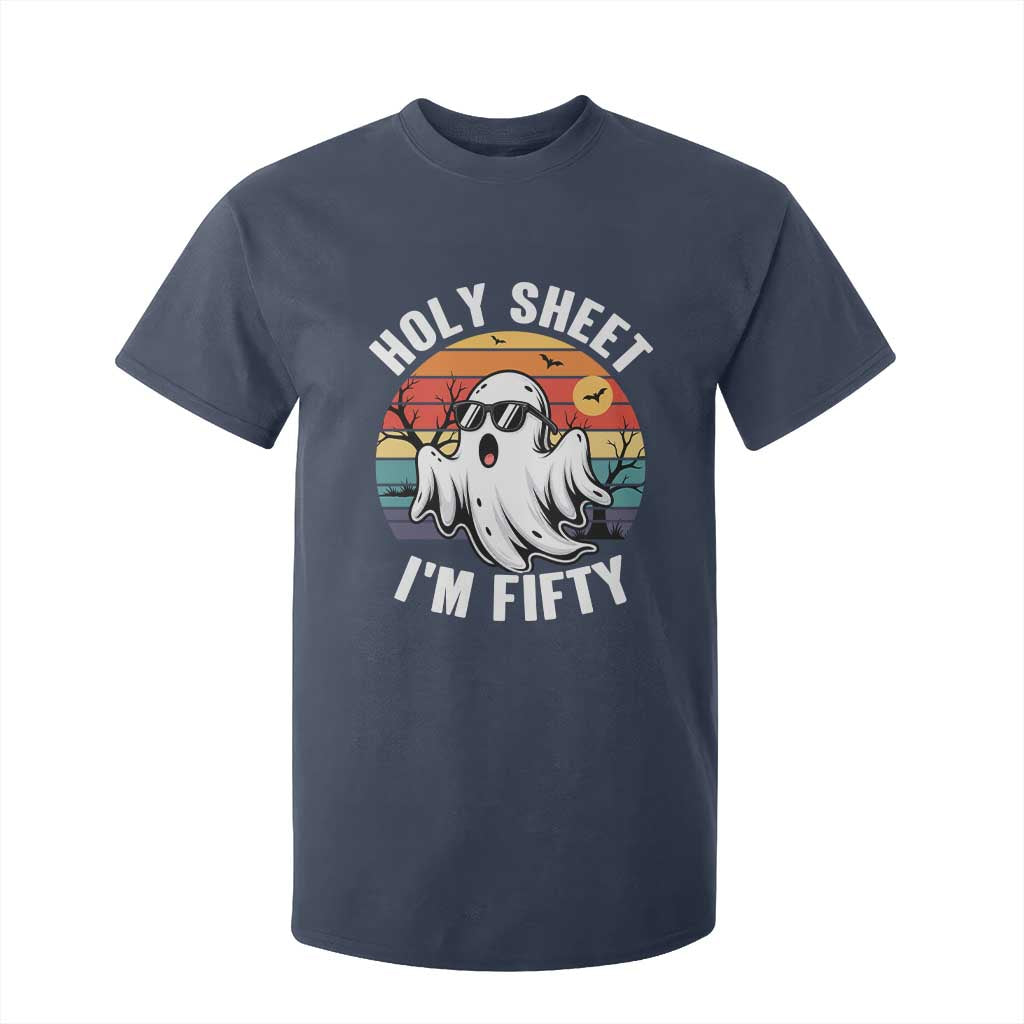 50th Birthday Halloween Ghost T Shirt For Kid Holy Sheet I'm Fifty TS14 Navy Print Your Wear