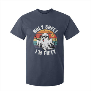 50th Birthday Halloween Ghost T Shirt For Kid Holy Sheet I'm Fifty TS14 Navy Print Your Wear