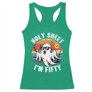 50th Birthday Halloween Ghost Racerback Tank Top Holy Sheet I'm Fifty TS14 Irish Green Print Your Wear