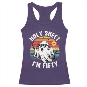 50th Birthday Halloween Ghost Racerback Tank Top Holy Sheet I'm Fifty TS14 Purple Print Your Wear