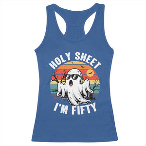 50th Birthday Halloween Ghost Racerback Tank Top Holy Sheet I'm Fifty TS14 Royal Blue Print Your Wear