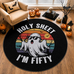 50th Birthday Halloween Ghost Round Rug Holy Sheet I'm Fifty