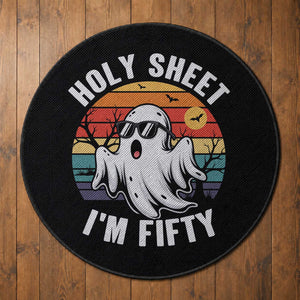 50th Birthday Halloween Ghost Round Rug Holy Sheet I'm Fifty