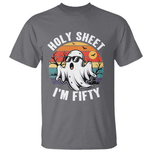 50th Birthday Halloween Ghost T Shirt Holy Sheet I'm Fifty TS14 Charcoal Print Your Wear