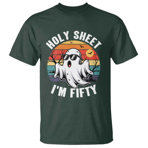 50th Birthday Halloween Ghost T Shirt Holy Sheet I'm Fifty TS14 Dark Forest Green Print Your Wear