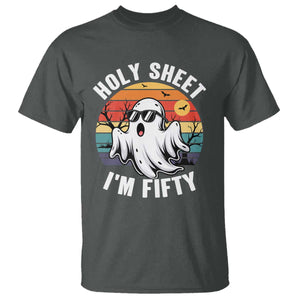 50th Birthday Halloween Ghost T Shirt Holy Sheet I'm Fifty TS14 Dark Heather Print Your Wear