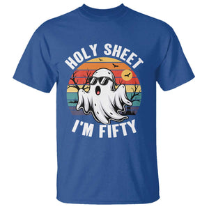 50th Birthday Halloween Ghost T Shirt Holy Sheet I'm Fifty TS14 Royal Blue Print Your Wear