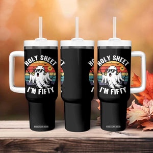 50th Birthday Halloween Ghost Tumbler With Handle Holy Sheet I'm Fifty TS14 Print Your Wear