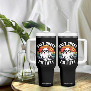50th Birthday Halloween Ghost Tumbler With Handle Holy Sheet I'm Fifty TS14 Print Your Wear