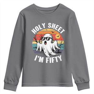 50th Birthday Halloween Ghost Youth Sweatshirt Holy Sheet I'm Fifty TS14 Charcoal Print Your Wear