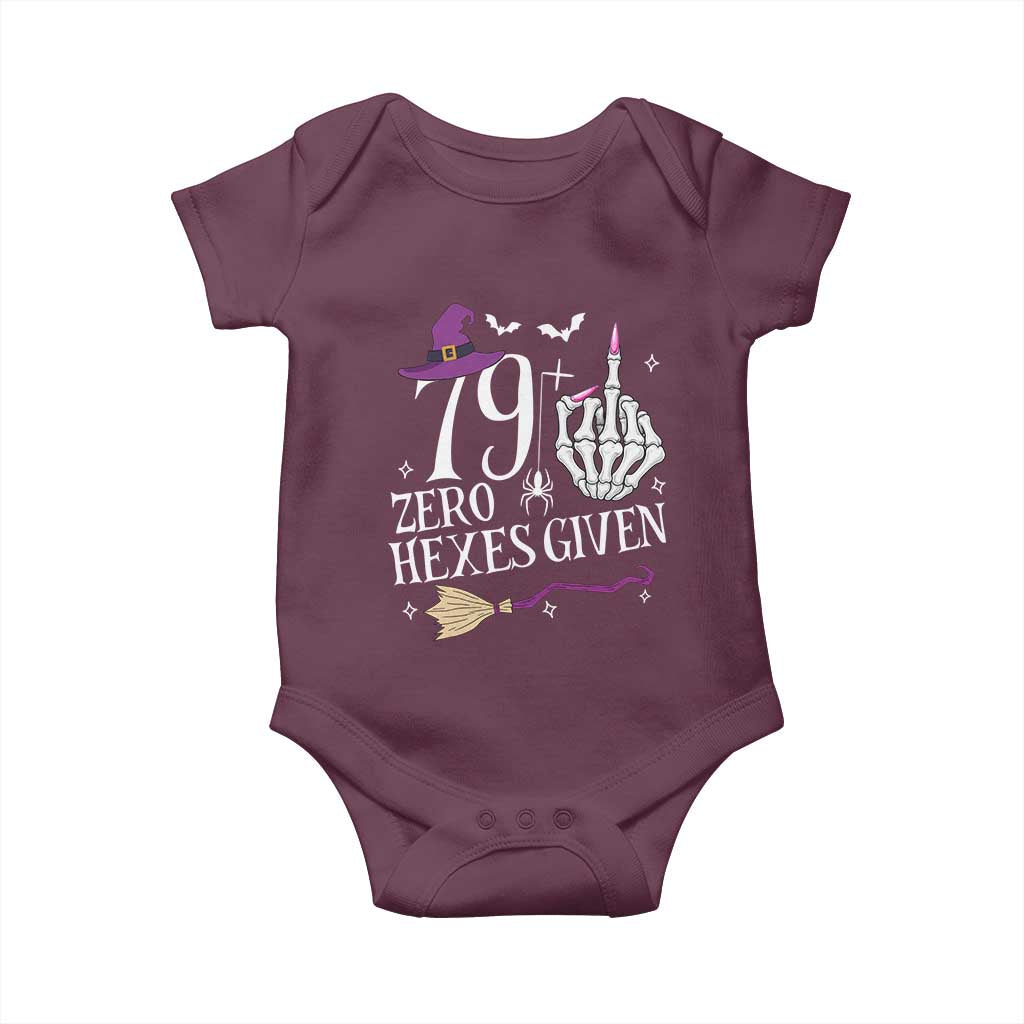 80th Birthday Halloween Baby Onesie 79 Plus Middle Finger Zero Hexes Given Gift For Women TS14 Maroon Print Your Wear