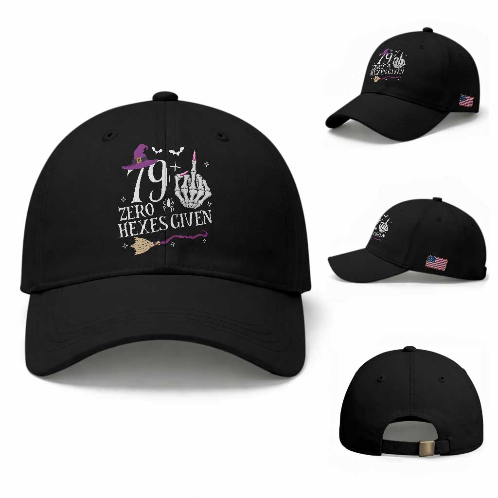 80th Birthday Halloween Baseball Cap 79 Plus Middle Finger Zero Hexes Given Gift For Women TS14 Baseball Cap Universal Fit Black Print Your Wear