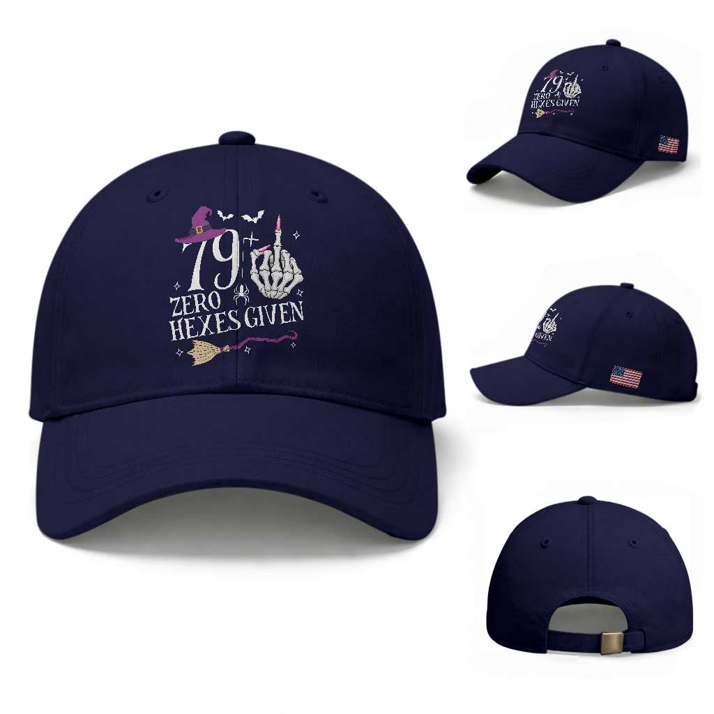 80th Birthday Halloween Baseball Cap 79 Plus Middle Finger Zero Hexes Given Gift For Women TS14 Baseball Cap Universal Fit Dark Blue Print Your Wear