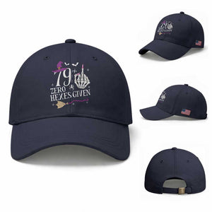 80th Birthday Halloween Baseball Cap 79 Plus Middle Finger Zero Hexes Given Gift For Women TS14 Baseball Cap Universal Fit Navy Print Your Wear