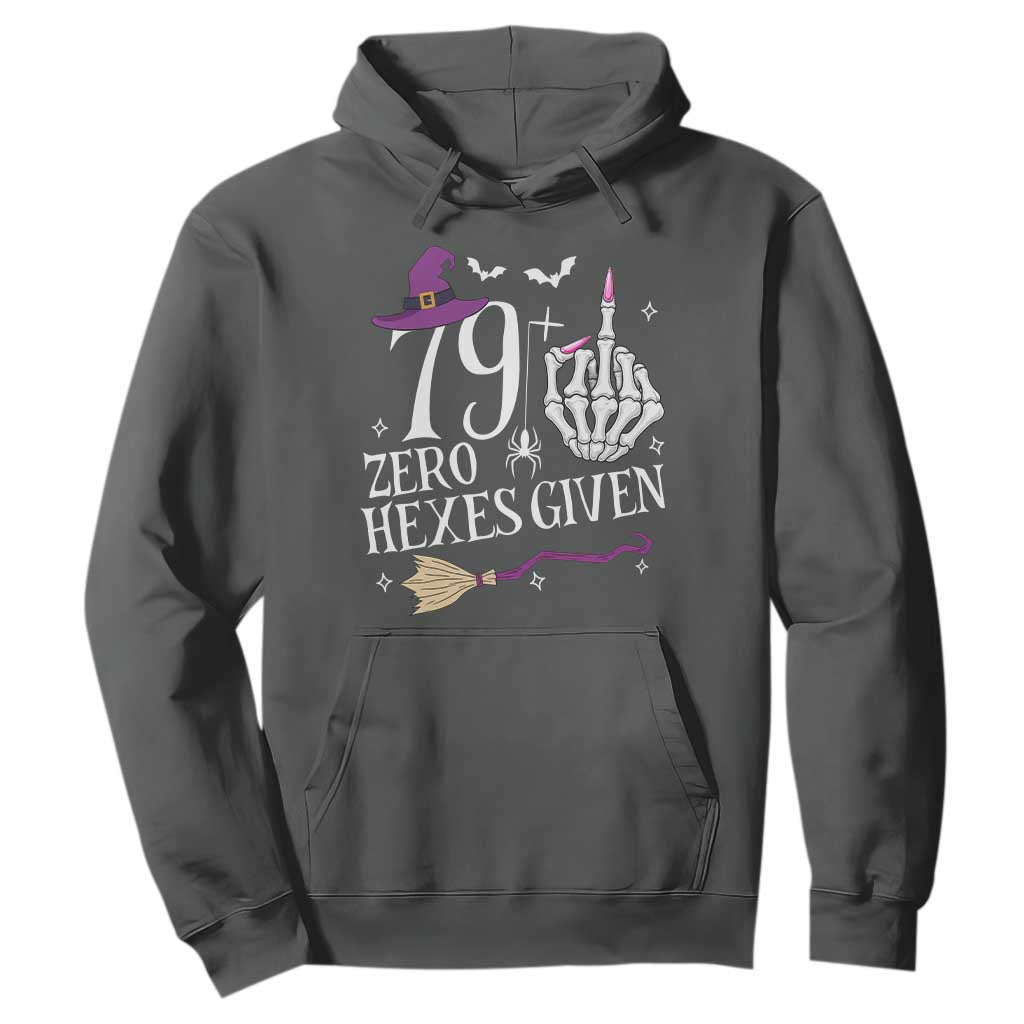 80th Birthday Halloween Hoodie 79 Plus Middle Finger Zero Hexes Given Gift For Women TS14 Dark Heather Print Your Wear