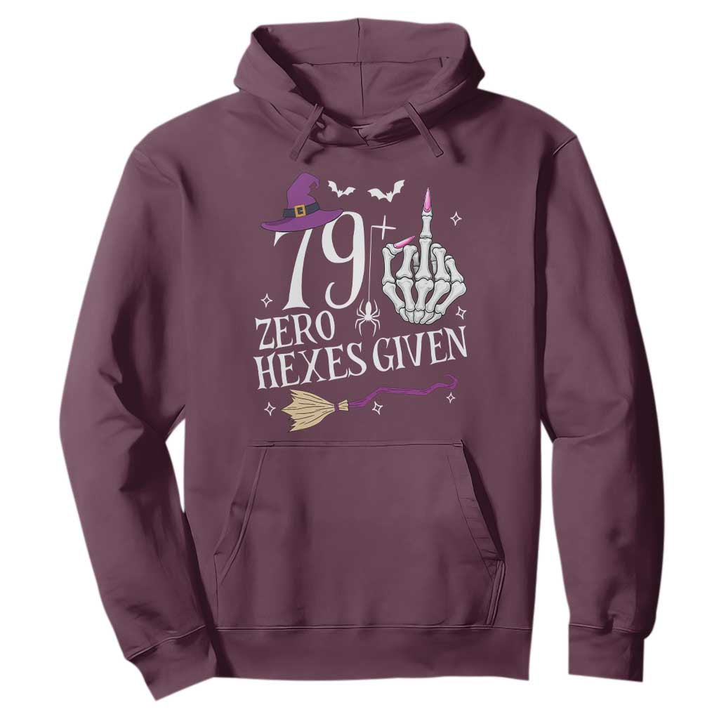 80th Birthday Halloween Hoodie 79 Plus Middle Finger Zero Hexes Given Gift For Women TS14 Maroon Print Your Wear