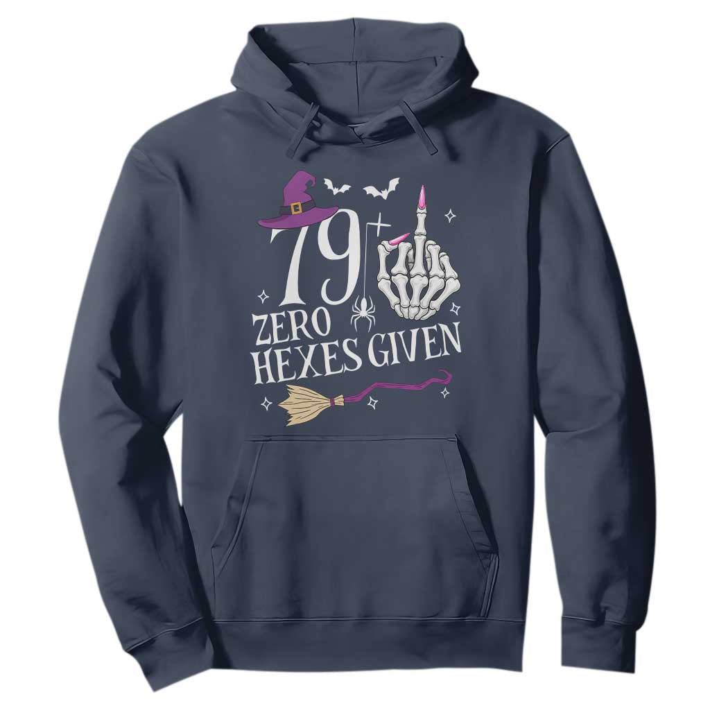 80th Birthday Halloween Hoodie 79 Plus Middle Finger Zero Hexes Given Gift For Women TS14 Navy Print Your Wear