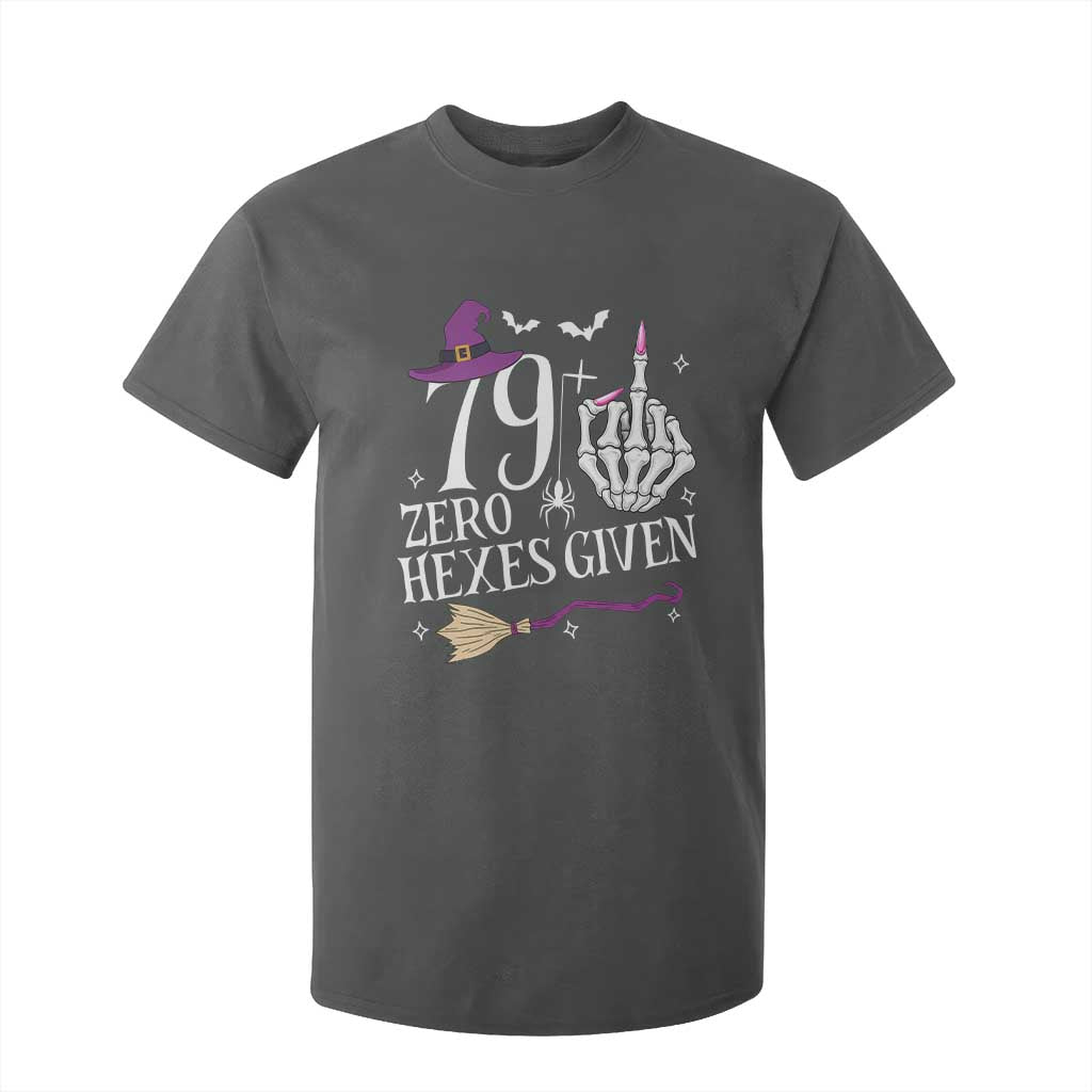 80th Birthday Halloween T Shirt For Kid 79 Plus Middle Finger Zero Hexes Given Gift For Women TS14 Dark Heather Print Your Wear