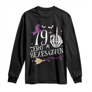 80th Birthday Halloween Long Sleeve Shirt 79 Plus Middle Finger Zero Hexes Given Gift For Women TS14 Black Print Your Wear