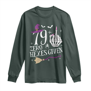 80th Birthday Halloween Long Sleeve Shirt 79 Plus Middle Finger Zero Hexes Given Gift For Women TS14 Dark Forest Green Print Your Wear
