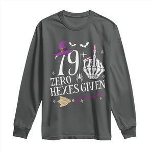 80th Birthday Halloween Long Sleeve Shirt 79 Plus Middle Finger Zero Hexes Given Gift For Women TS14 Dark Heather Print Your Wear