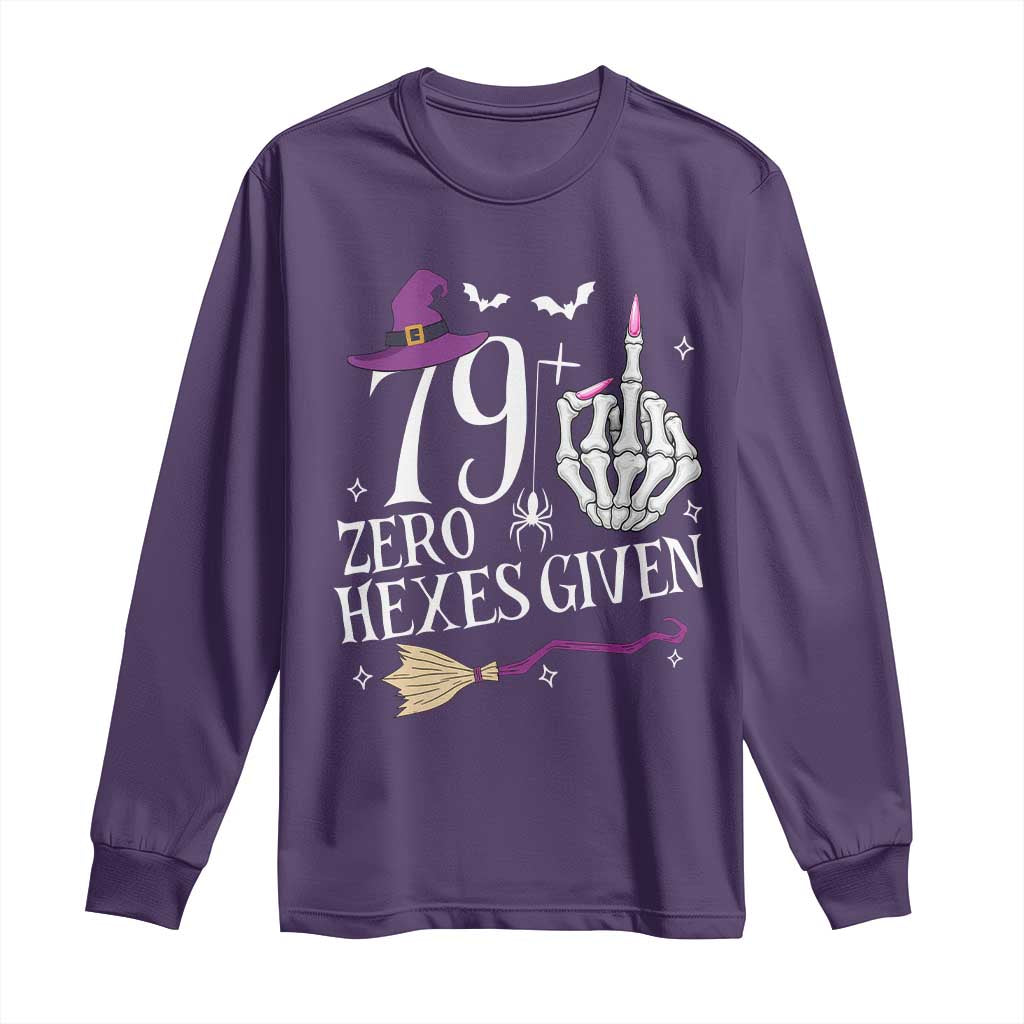 80th Birthday Halloween Long Sleeve Shirt 79 Plus Middle Finger Zero Hexes Given Gift For Women TS14 Purple Print Your Wear