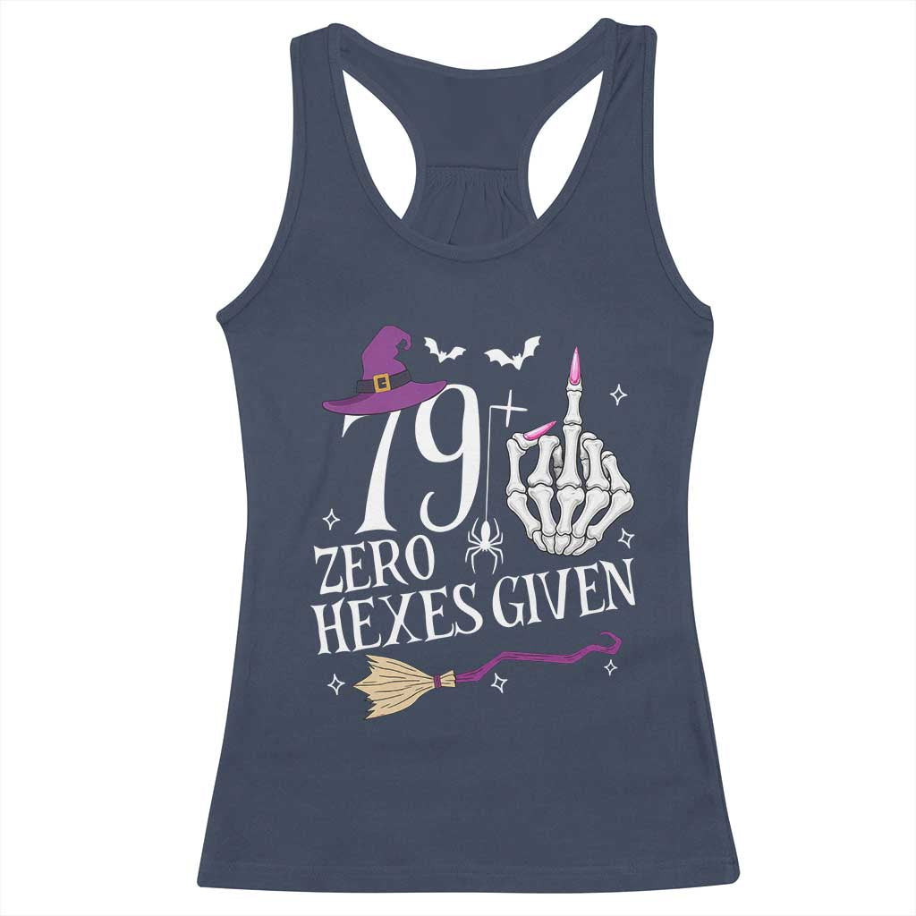 80th Birthday Halloween Racerback Tank Top 79 Plus Middle Finger Zero Hexes Given Gift For Women TS14 Navy Print Your Wear