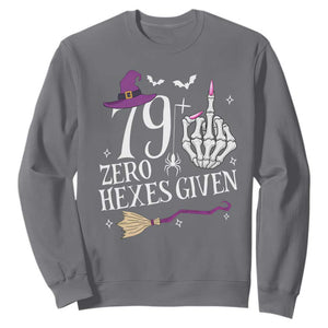 80th Birthday Halloween Sweatshirt 79 Plus Middle Finger Zero Hexes Given Gift For Women TS14 Charcoal Print Your Wear