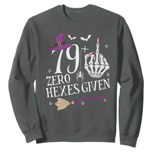 80th Birthday Halloween Sweatshirt 79 Plus Middle Finger Zero Hexes Given Gift For Women TS14 Dark Heather Print Your Wear