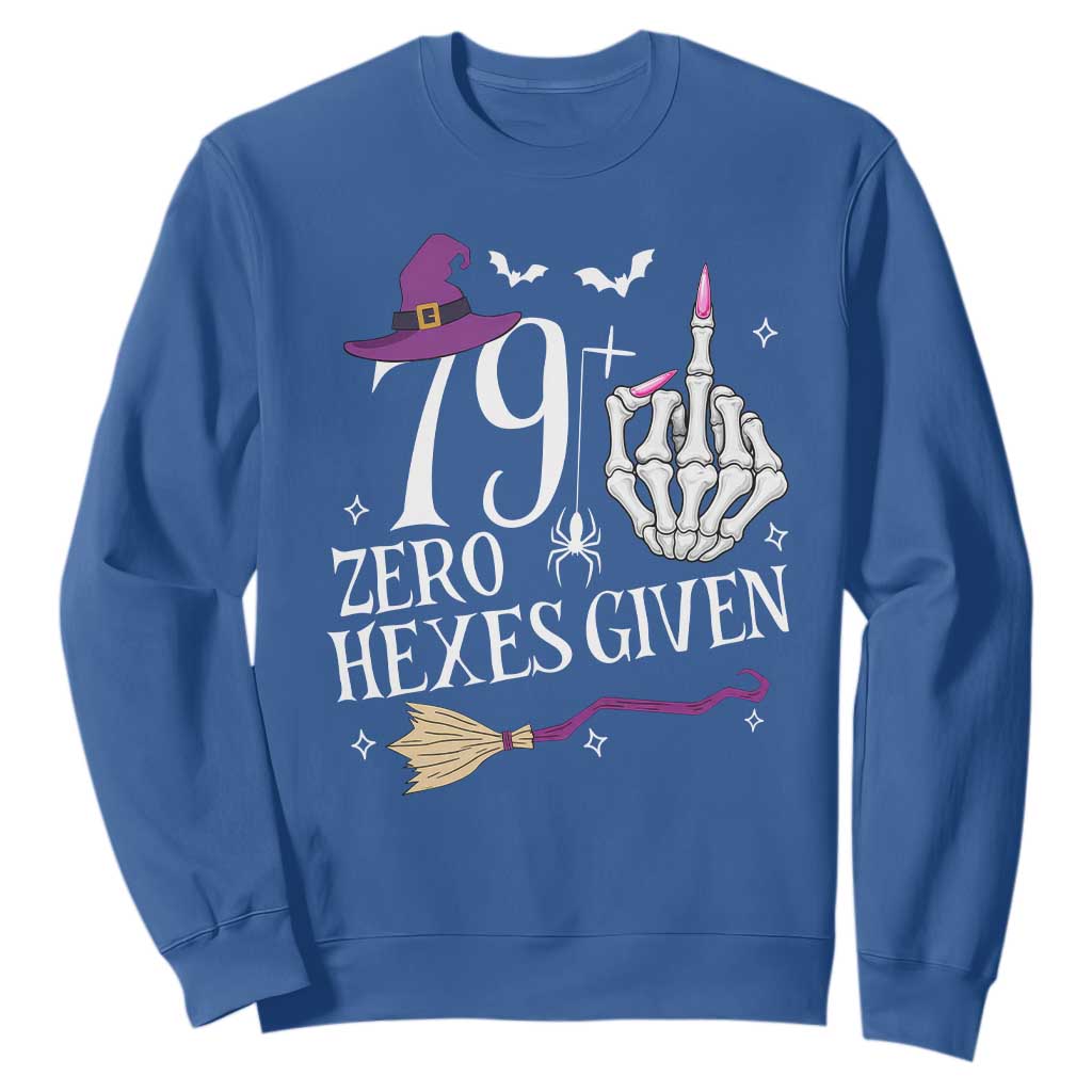 80th Birthday Halloween Sweatshirt 79 Plus Middle Finger Zero Hexes Given Gift For Women TS14 Royal Blue Print Your Wear
