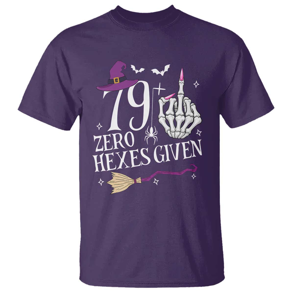 80th Birthday Halloween T Shirt 79 Plus Middle Finger Zero Hexes Given Gift For Women TS14 Purple Print Your Wear