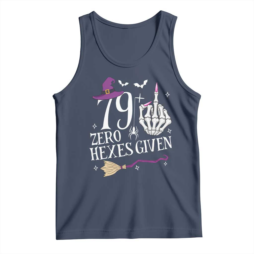 80th Birthday Halloween Tank Top 79 Plus Middle Finger Zero Hexes Given Gift For Women TS14 Navy Print Your Wear